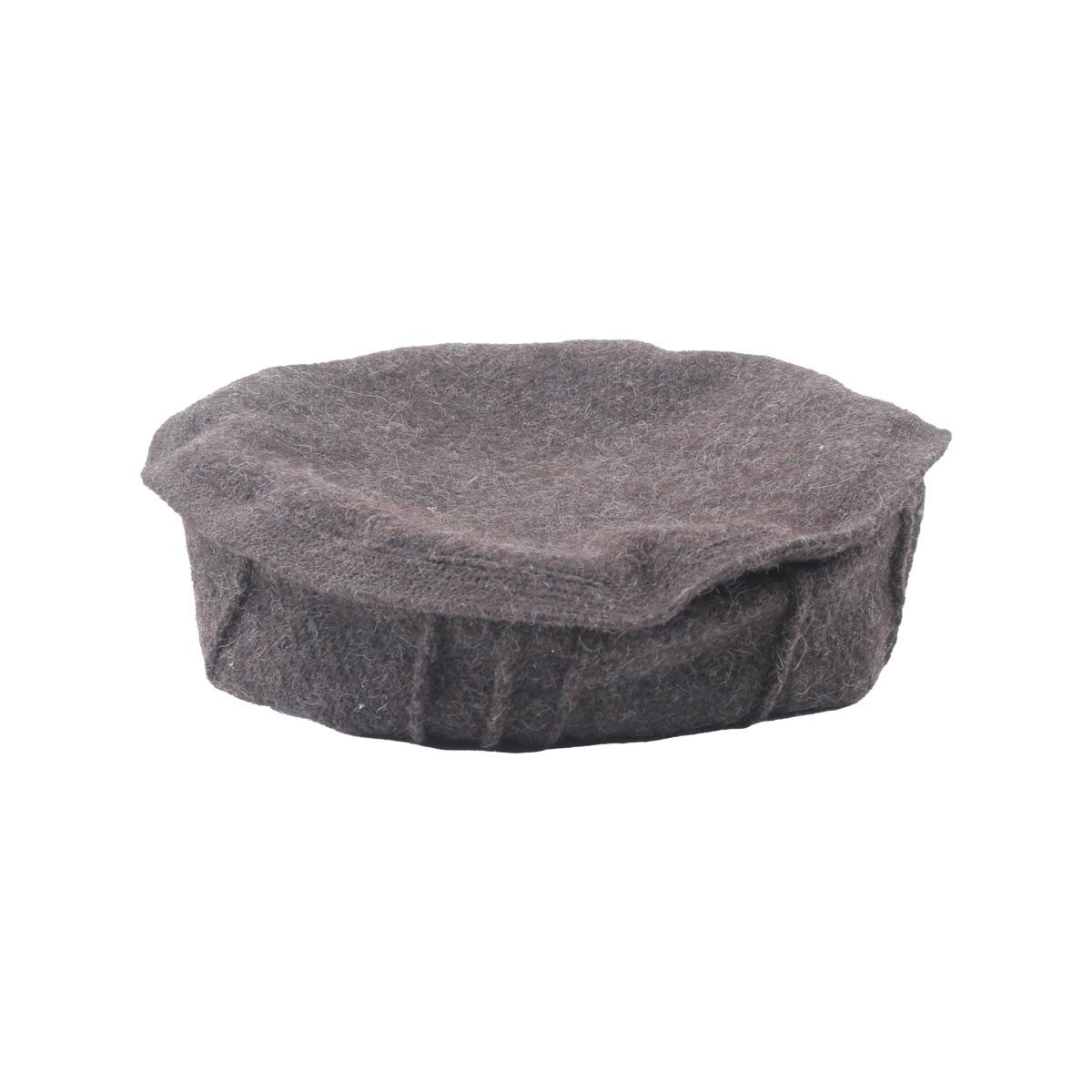 A soft grey wool pakol cap with a rolled brim.